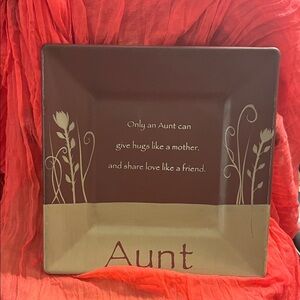 Decorative Aunt Quote Plate - Brown and Cream
